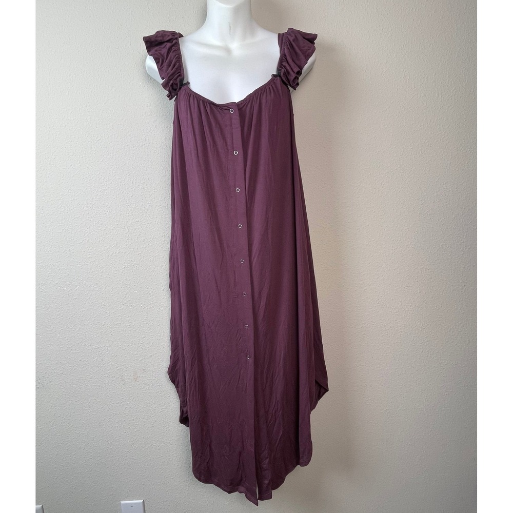 Kindred Bravely Mauve Button-Front Ruffle Strap Maxi Dress